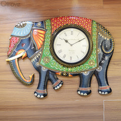 Elephant Painted Wall Clock at Qtrove
