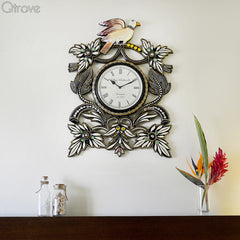 Painted Bird Wall Clock at Qtrove