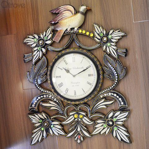 Painted Bird Wall Clock