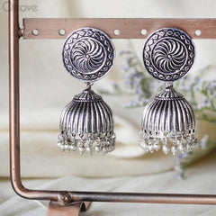 Trendy Handmade Indo Western German Silver Jhumka at Qtrove