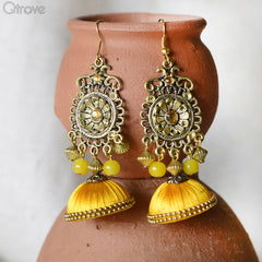 Contemporary Handmade Sunset Yellow Earring at Qtrove