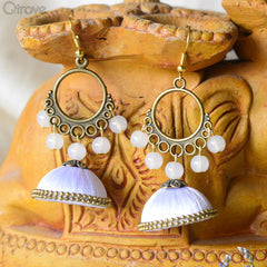 Contemporary Handmade Snow White Earrings at Qtrove