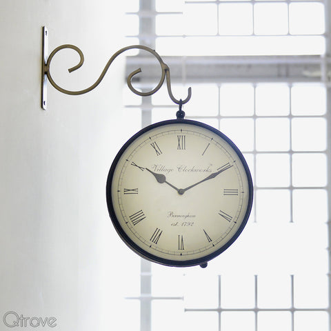 Railway Clock Black Painting