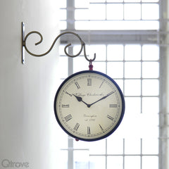 Railway Clock Red Painting at Qtrove
