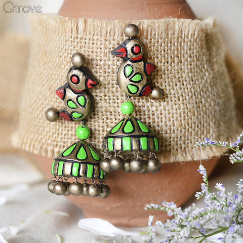 Trendy Handmade Little Green Birdie Earring