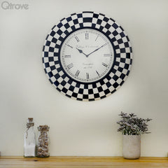 Black And White Checkered Wall Clock at Qtrove