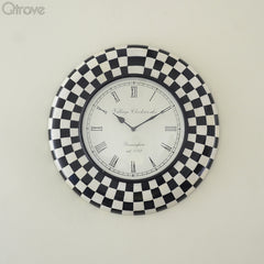 Black And White Checkered Wall Clock at Qtrove