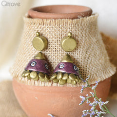 Contemporary Handmade Terracotta Purple Jhumka at Qtrove