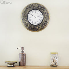Oxidized Traditional Brass Wall Clock at Qtrove