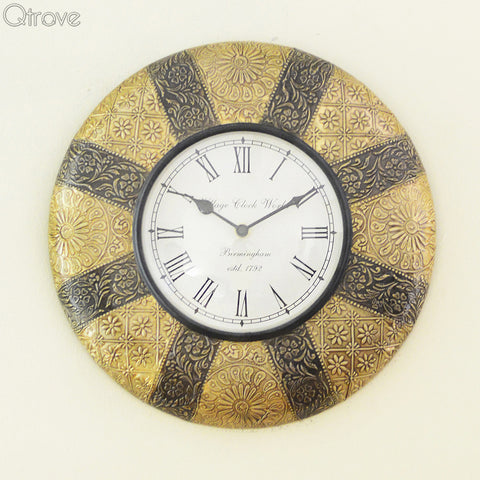 Oxidized Two Shaded Brass Wall Clock