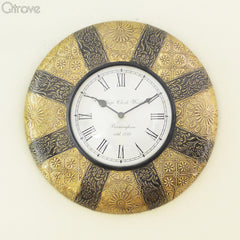 Oxidized Two Shaded Brass Wall Clock at Qtrove