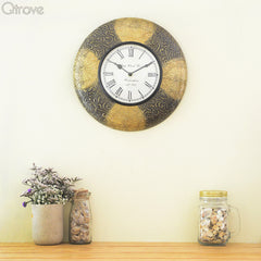Oxidized Brass Wall Clock at Qtrove