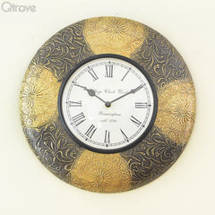 Oxidized Brass Wall Clock at Qtrove