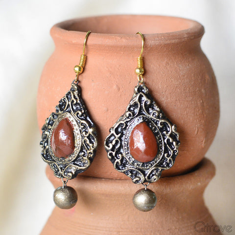 Trendy Handmade Earthy Brown Oval Earring
