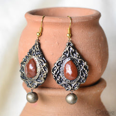 Trendy Handmade Earthy Brown Oval Earring at Qtrove
