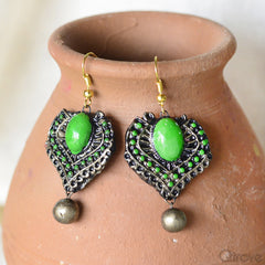 Trendy Handmade Parrot Green Earring at Qtrove