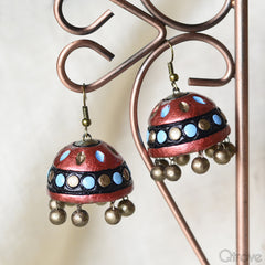 Contemporary Handmade Terracotta Copper Jhumka at Qtrove