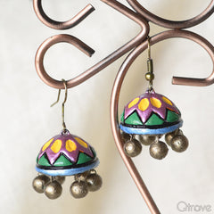 Contemporary Handmade Terracotta Multicolour Jhumka at Qtrove