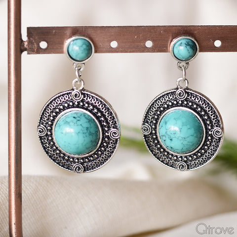 Earthy Handmade Turquoise Blue Earring
