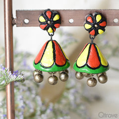 Contemporary Handmade Pretty Flower Jhumka at Qtrove