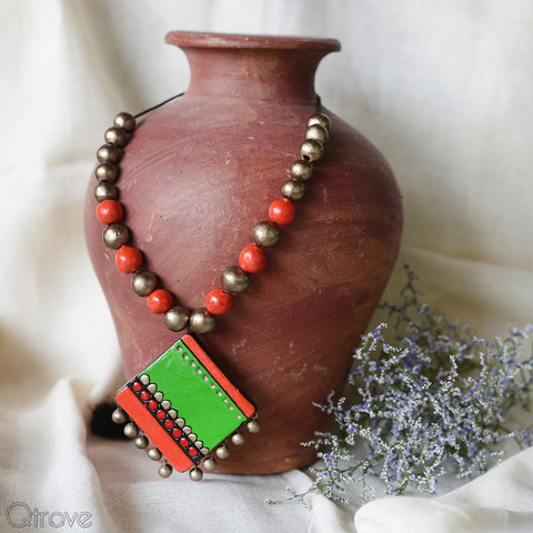 Contemporary Handmade Terracotta Kite Pendant Necklace