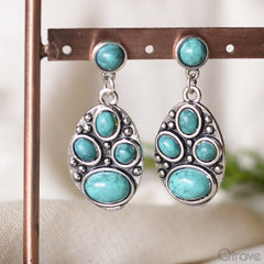 Trendy Handmade Turquoise Blue Oval Earring at Qtrove