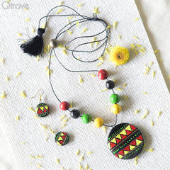 Handmade Terracotta Tribal Necklace Set at Qtrove
