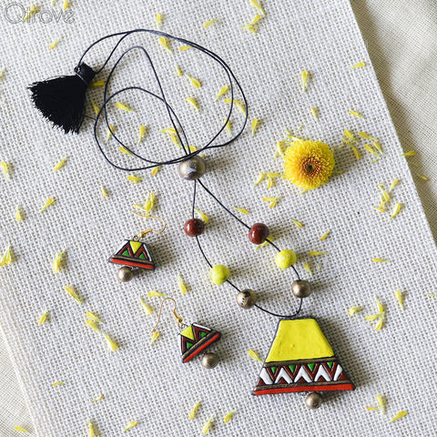 Handmade Terracotta Trapezium Necklace Set