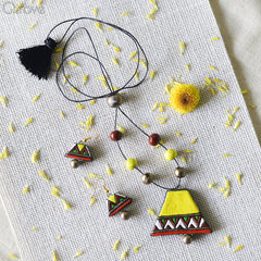 Handmade Terracotta Trapezium Necklace Set at Qtrove