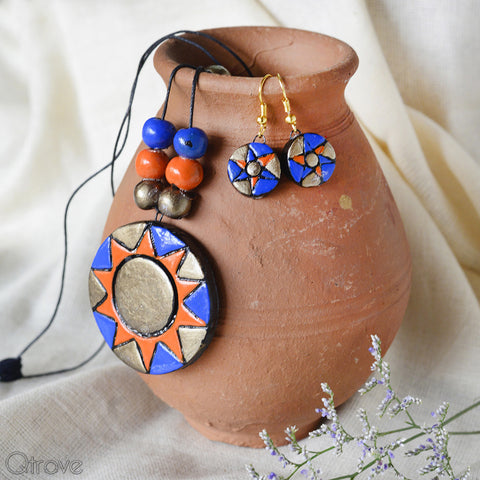 Handmade Terracotta Sun Shine Necklace Set