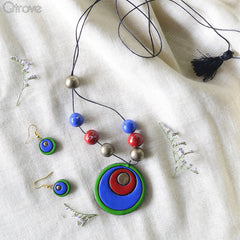Handmade Terracotta Abstract Necklace Set at Qtrove