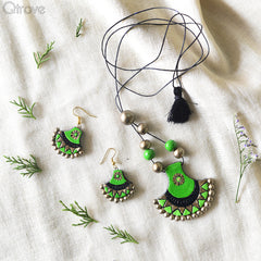Handmade Terracotta Axe Pendant Necklace Set at Qtrove