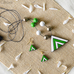 Handmade Terracotta Triangle Pendant Necklace Set at Qtrove