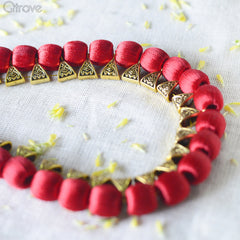 Handmade Rosey Red Silk Thread Chocker Set at Qtrove
