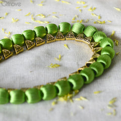 Handmade Garden Green Silk Thread Chocker Set at Qtrove