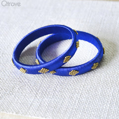 Handmade Royal Blue Silk Thread Chocker Set at Qtrove