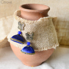 Handmade Royal Blue Silk Thread Chocker Set at Qtrove