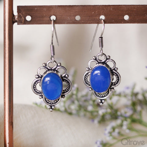 Trendy Handmade Blue Stone Earring
