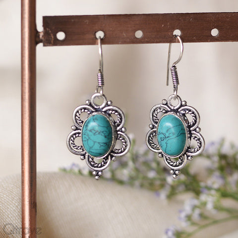 Trendy Handmade Turquoise Green Oval Earring