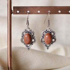 German Silver Earring Brown Gold Stone at Qtrove