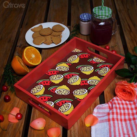 Wooden Serving Tray Cut Lemons