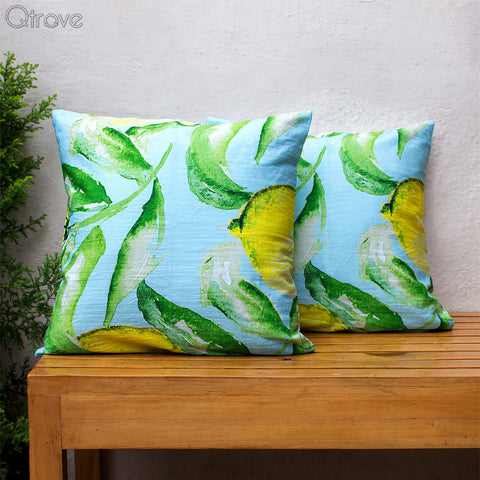 Cushion Cover Water Colour Lemon Leaf