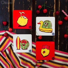 Coasters Lemons and Melons series (set of 4) at Qtrove