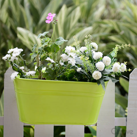 Plain Oval Railing Planter - Green