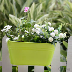 Plain Oval Railing Planter - Green at Qtrove