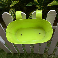 Plain Oval Railing Planter - Green at Qtrove