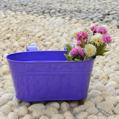 Plain Oval Railing Planter - Purple