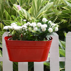 Plain Oval Railing Planter - Red at Qtrove