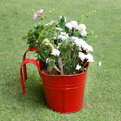 Plain Oval Railing Planter - Red at Qtrove