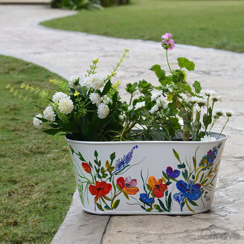 Handpainted Oval Railing Planter